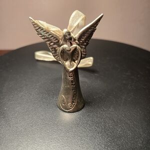 Charming Silver Angel Figurine with Ribbon
